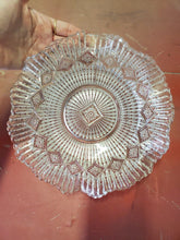 Vintage Clear Cut Glass Ruffled Starburst Pattern Scalloped Serving Bowl 9 1/2"