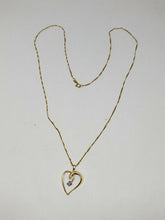 Vintage 14k Yellow Gold Open Heart Diamond Pendant