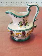 Vintage EPLA Alcobaca Hand Painted Flowers Green Edge Creamer Pitcher Cup