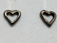 Vintage Navajo Sterling Silver Open Heart Cut Out Pierced Stud Earrings