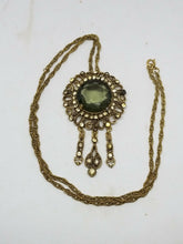 Vintage Designer Signed Kramer of New York Green Crystal Tassel Necklace 26"
