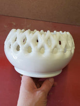 Vintage White Milk Glass Scalloped Lattice Rimmed Bowl