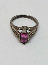 Vintage Avon Sterling Silver Pink Sapphire And Cubic Zirconia Ring Size 6.25...