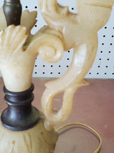 Vintage Carved Alabaster Dragon Ewer Figural Lamp Corded