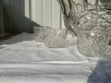 Vintage Fostoria Heavy Pressed Glass Punch Bowl With 9 Glasses