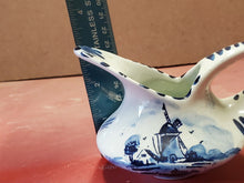 Vintage DP Delft Holland Blue & White Windmill Fern Leaf Porcelain Creamer