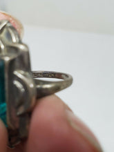 Vintage Uncas Sterling Silver Square Blue Zircon Rhinestone Ring Size 3.5