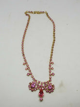 Vintage Kramer of New York Designer Signed Pink Rhinestone Necklace