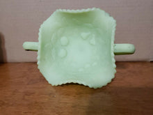 Vintage Fenton Lime Green Satin Footed Candy Dish With Handles