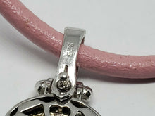 Sterling Silver Pink Cubic Zirconia Pendant Pink Leather Necklace