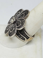 Vintage Sterling Silver DGS 925 Turkey Filigree Flower Ring Size 9