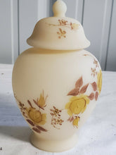 Vintage Fenton Hand Painted K Botey Signed Cream Brown Floral Lidded Ginger Jar