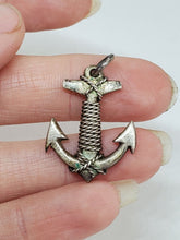 Vintage Mexico Sterling Silver Anchor Pendant Twist Wire Wrapped Necklace