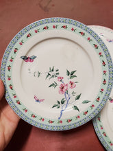 Vintage "The English Table" Colorful Butterfly Birds Flowers 3pc Salad Plates