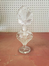 Vintage Large Crystal Clear Cut Glass Floral Perfume Bottle