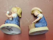 Vintage 1985 Homco Denim Days Boy And Girl Porcelain Figurine Set