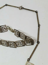 Sterling Silver Greek Key Square Swirl Necklace and Bracelet M35-925
