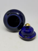 Vintage Japanese Export Cobalt Cloisonne Pheasant Miniature Ginger Jar