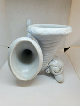 Vintage Pair Of Light Blue Cornucopia Horn Of Plenty Small 5" Vases
