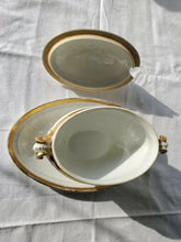 Vintage Porcelain Gold Plated Leaf Design Gravy Boat Signed W/ Cursive D