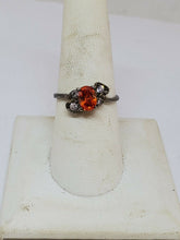 Sterling Silver Orange Tourmaline And White Cubic Zirconia Heart Setting Ring