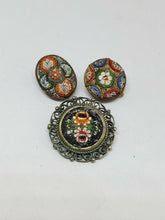 Vintage Italian Micro Mosaic Flower Single Clip Earrings Set Of 3 Craft or Wear