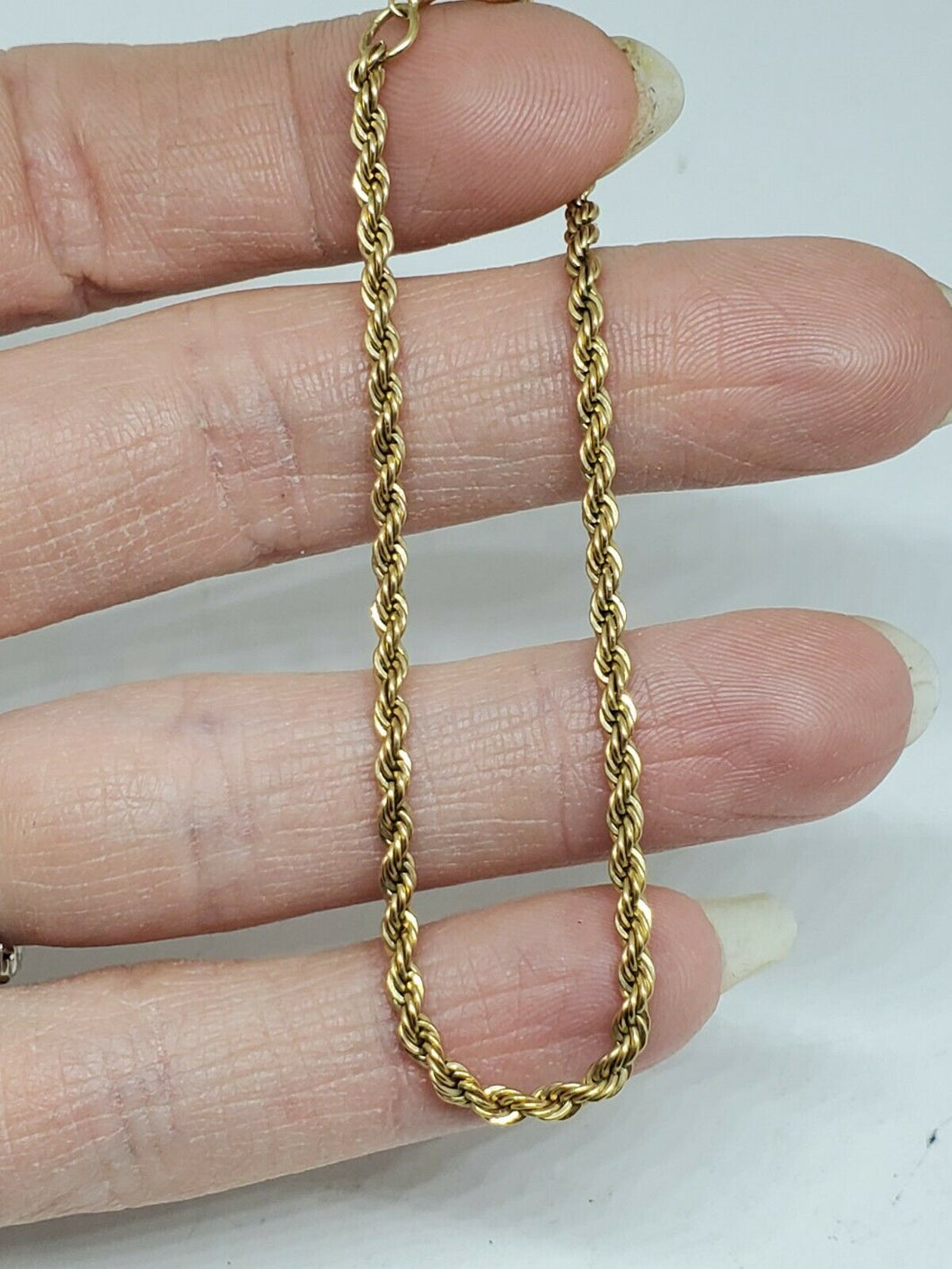 14k Yellow Gold Twisted Rope Chain Bracelet 2.1mm 6 11/16