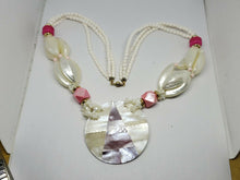Vintage Mother of Pearl Large Pendant Necklace