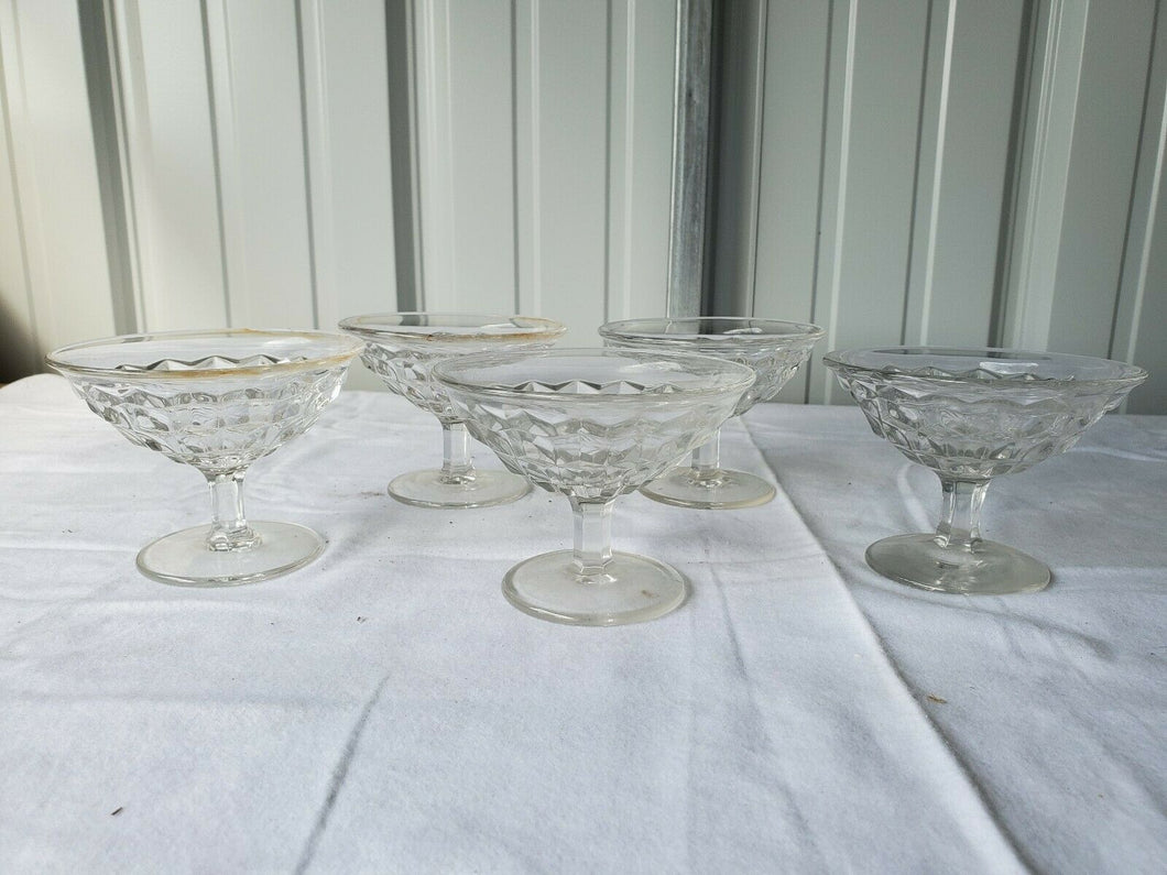 Vintage Fostoria American Clear Cut Glass Footed Sherbet Glasses