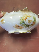 Antique RS Prussia Yellow And White Flower Scalloped Serving Bowl Gold Gilt