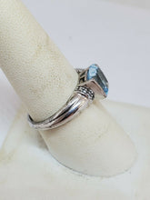 Sterling Silver Cushion Cut Blue Topaz And White Topaz Ring Size 8