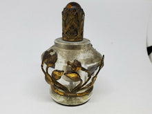 Antique Glass Bottle Table Lighter With Brass Leaf Accents Needs Flint
