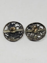 Vintage Sterling Silver Flower Leaf Scrollwork Disc Pierced Earrings