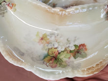 Antique Pair Of Silesia Lusterware Transferware Floral Embossed Bone Dishes