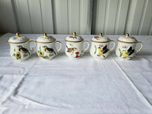 Vintage Limoges France Porcelain Pot De Creme Floral Bird Lidded Cups