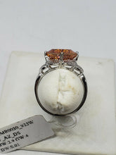 Sterling Silver Cushion Cut 4.0ct Orange Topaz And Diamond Ring Size 7