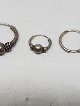 Unisex Sterling Silver Ball Bead And Plain Hoop Single Earrings