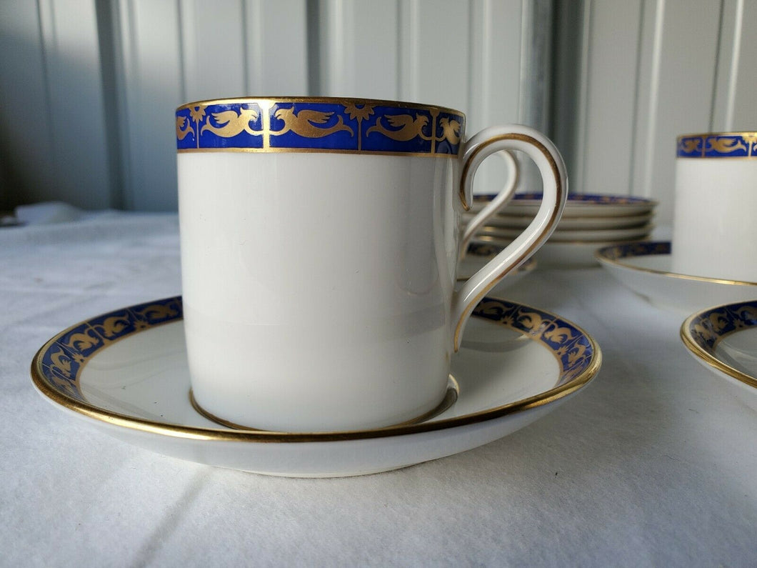 Vintage Wedgewood Blue Marina R4425 Gold Bird Bone China Cups
