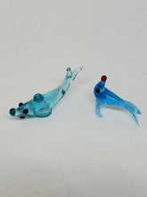 Vintage Pair Of Blue Hand Blown Glass Sea Animals Dolphin & Seal Figurines