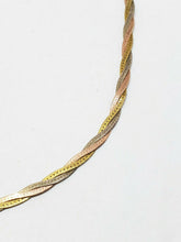 Danecraft Sterling Silver 3 Tone Gold Plated Braided Herringbone Chain Necklace