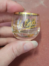 Vintage Carlsbad Hand Painted Green Shamrock Gold Trim Tiny Glass Cup Shot Glass