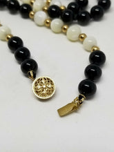 Vintage 14k 1/20 Gold Filled Genuine Onyx and Mother of Pearl Necklace