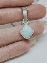 Handmade Sterling Silver Hand Cut Diamond Shaped Larimar Necklace 18" Chain