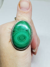 Sterling Silver Handmade Oval Malachite TWist Wire Accent Ring Size 7.5
