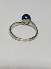 Sterling Silver Blue Cultured Freshwater Pearl Bypass Ring Size 5