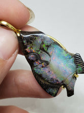 Vintage 18k Yellow Gold Koroit Boulder Opal Carved Fish Pendant *Broken Fins*
