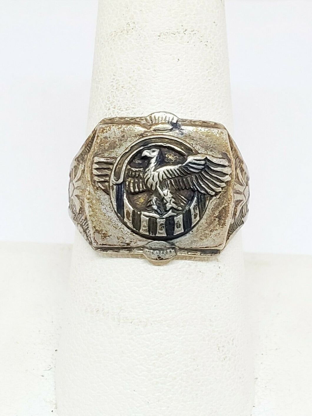 Vintage Sterling Silver WWII Ruptured Duck Men's Military Ring Size 8