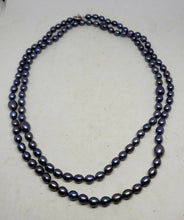 Vintage Sterling Silver Baroque Cultured Black Pearl Necklace 28"