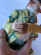 Vtg Capodimonte Pair Of Clowns Playing Musical Instruments Hand Painted Figurine