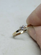 0.14 Carat Handmade 3 Stone 14k Yellow Gold Diamond Ring Size 6